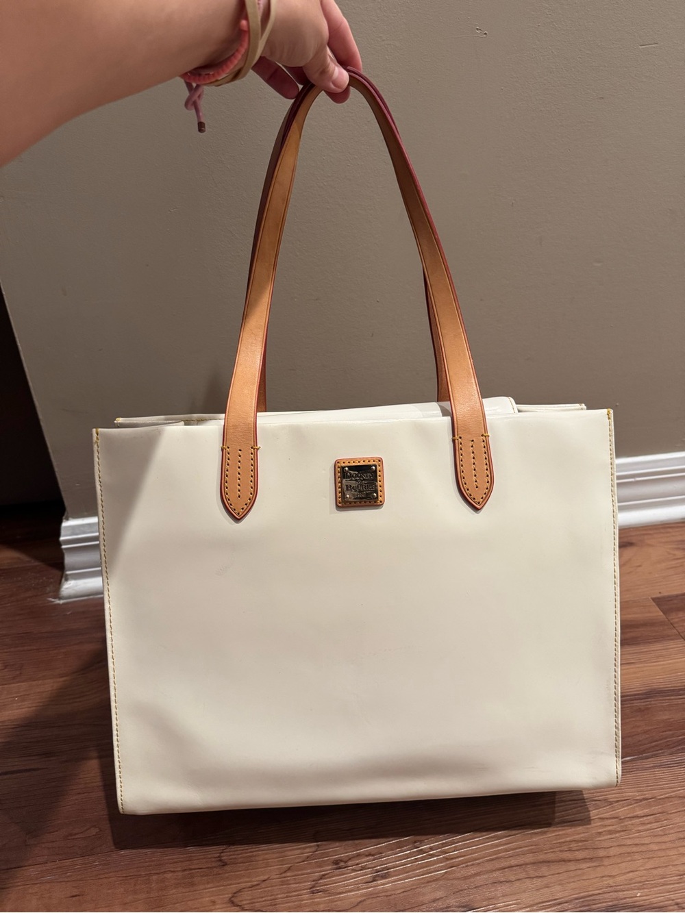 Dooney & Bourke Cream Tote with Tan Handles